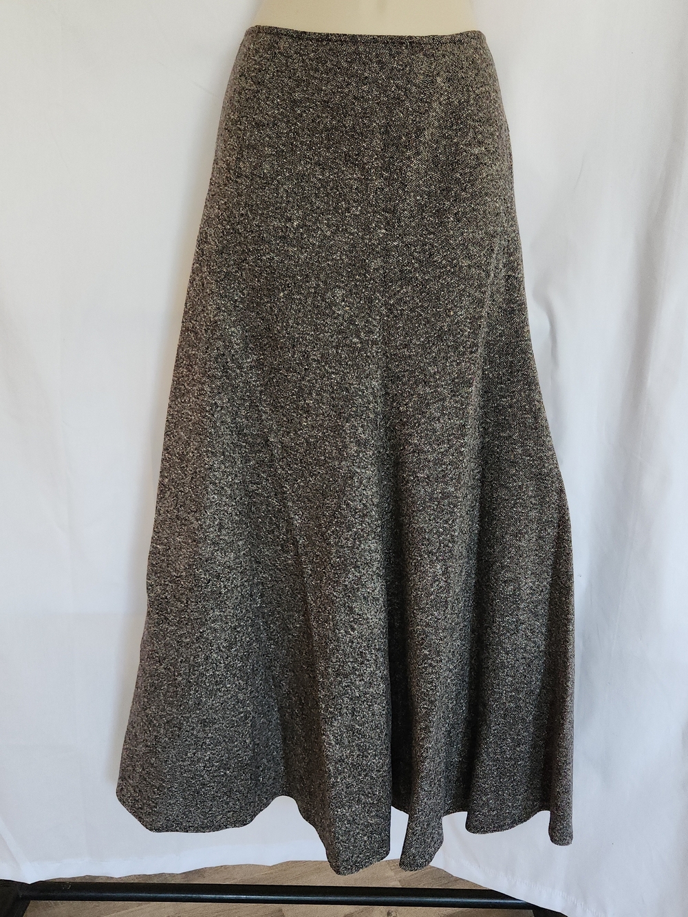 Jones New York Wool Blend A-Line Midi Skirt Gray Speckled Classic 6
